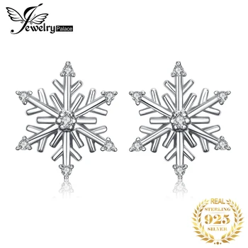 JewelryPalace Elegante do floco de Neve Cúbico Zirconia Prata 925 Brincos para as Mulheres da Festa de Casamento de Acessórios de Moda de Presente