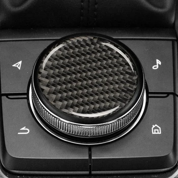 2Pcs Carro Real Botão de Volume Tampa de acabamento para Mazda CX-5 2017-2018 Auto Estilo Fibra de Carbono, carro de acessórios de Decoração de interiores