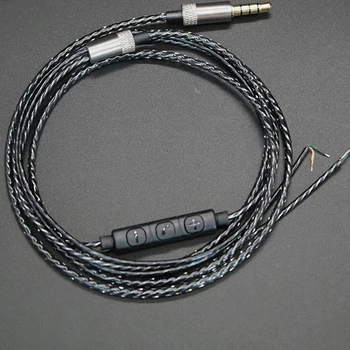 Ficha Jack de 3,5 mm Fone de ouvido da Linha DIY Fone de ouvido Cabo de Áudio Controlador de Reparação de Fone de ouvido Acessórios de Cobre do Núcleo do Fio Preto Branco