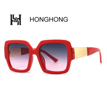 Honghong Vinho tinto Olay Moda Óculos de sol das Mulheres 2022 Rat Proibição de Óculos Retro Para o sexo Feminino Oversized Grande UV400 Ins Oculos De Sol
