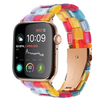 pulseira para a apple faixa de relógio de 44 40mm Série 5 4 cinta para iwatch correa 3 42 38 Leve Resina watchbands arco-íris Pulseira