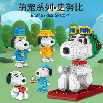 Snoopy Bonito Kawaii Diminutas Partículas De Diamante Snoopy Animal Montado Blocos De Construção Adultos Boneca Brinquedo Decoração