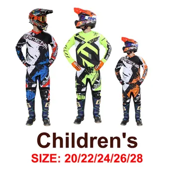 Motocross camisola e Calças de criança roupa infantil menino grande menina garoto corrida de Motocicleta terno conjunto de engrenagens Fora-de-estrada MX ATV Enduro