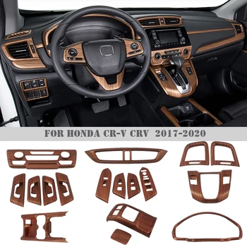 Acessórios Para Honda CRV 5º LHD 2017 2018 2019 2020 Pêssego Grão de madeira Interior ABS Decoração Tampa Guarnição da Shift de Engrenagem Engrenagem do Painel