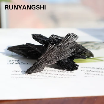 Runyangshi 1pc Natural Cristal de Quartzo Jato de Cluster da pedra preta turmalina, Mineral Amostra de Cura Original de minério de marca