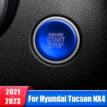 Carro Começar a Parar o Motor Botão de pressão Tampa Adesivos Para Hyundai Tucson NX4 2021 2022 2023 Híbrido N Linha de Acessórios de Alumínio