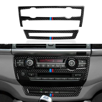 CD do carro do Painel de Guarnição Console Central Tampa de Fibra de Carbono Adesivo Decalque para BMW X5 E70 X6 E71 2007 A 2014 Acessórios