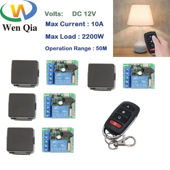 Wenqia 433M Universal sem Fio Interruptor de Controle Remoto DC12V 10A 1CH 4 gangues de Retransmissão e Transmissor de Luz/transmissão de Sinal