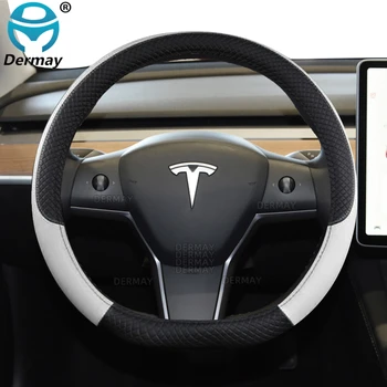 Tesla Model 3 de 2016 2017 2018 2019 2020 2021 2022 2023 9Colors Carro Volante Capa de Couro PU de Não-deslizamento de Acessórios Auto