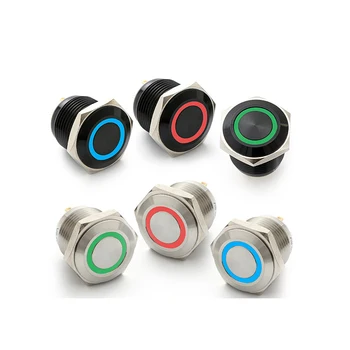 ELEWIND 16mm 3 anel de cor led iluminado interruptor de botão de pressão(PM161F-10E/J/RGB/12V/S 4pins para led)