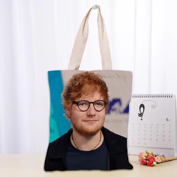 Personalizado Ed Sheeran Sacola de Pano de Algodão Ombro Shopper Bags para as Mulheres Eco Dobrável Sacos de Compras Reutilizáveis 0918