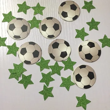 Futebol de meninos de Esportes de festa de aniversário, decoração de mesa de futebol de confetes com glitter verde estrelas decoração