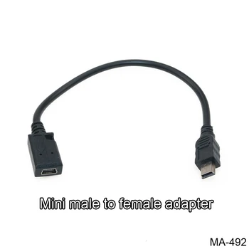 1Pcs Luz Negra Cabo Adaptador Mini USB B 5pin Macho Para Fêmea do Cabo de Extensão do Cabo Adaptador