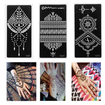 1PC DIY da Tatuagem da Arte Corporal Estênceis Adesivo Tatuagem de Henna Estêncil Temporária Braço Etiqueta da Tatuagem Modelo de Casamento Indiano Kit de Pintura