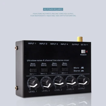 4 Canais de Som Profissional Misturador Ultra-Baixo Ruído de Áudio, mixagem de Som, Amplificador para Teclados,Mixer,Instrumentos Musicais