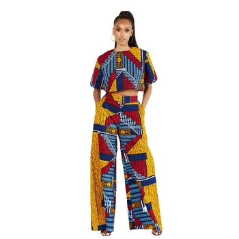 Mulheres Africanas-se Dashiki, Impressão Tops e Calças compridas 2 Peças Conjunto Africano Roupas de Moda Festa Africana Vestidos de Senhoras Manto Africaine