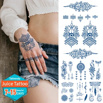 temporária tatuagem de henna suco de tinta naturais, mão, dedo tatuagem de mandala de flores de renda jóias da tatuagem da arte corporal pintura de longa duração
