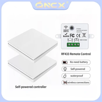 QNCX sem Fio Smart Switch 433Mhz Auto-Alimentado de Botão de pressão Painéis de Parede controle Remoto Interruptor de Luz Home Mini Relé Receptor