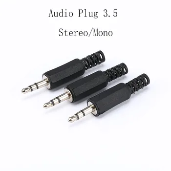 10pcs de Áudio Plug Jack 3.5 CONECTOR de ÁUDIO&ADAPTADOR Estéreo com Conector da ligação com Preto Habitação Binaural Mono