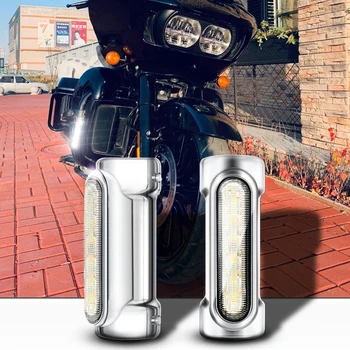 Cromado/Preto Moto Estrada da Barra de Luzes do SINAL de volta da LÂMPADA Âmbar Branco LED para Bares Crash Para Harley Davidson Motos Touring