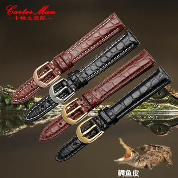 Pulseira de crocodilo de alta qualidade pulseira de couro Genuíno 12mm 13mm 14mm 15mm 16mm tamanho pequeno das mulheres relógio pulseira