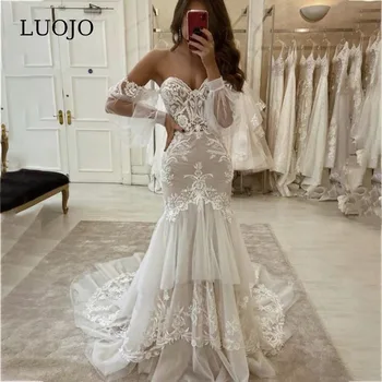 LUOJO Vestido de Noiva 2022 Encantador Querida Apliques Zíper Chá de comprimento Vestido de Noiva Para Mulheres Elegantes Vestidos De Noiva Personalizados