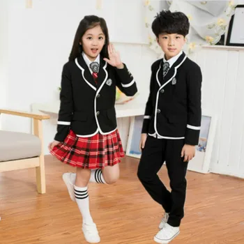 O novo estilo de Crianças Uniformes Meninos Fantasias de Estudante na Inglaterra JK Uniformes de manga comprida, uniformes escolares