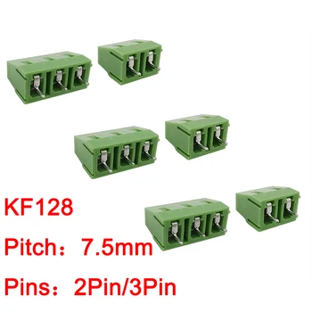 5/10/20Pcs KF128 7,5 mm 2/3 Pino de Montagem PCB Conector de Terminais de parafusos KF128 7.5 mm passo 2/3P Reta Pin Postos de Terminais de Parafuso do PWB