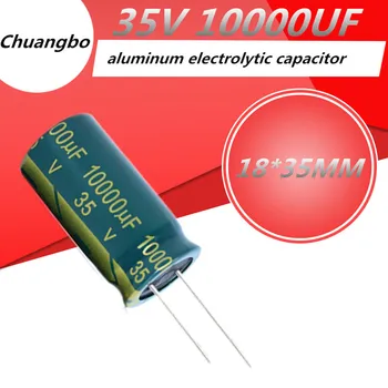 2pcs 35V10000UF 18*35MM Superior de qualidade capacitor eletrolítico de Alumínio 10000UF 35V Baixo ESR/impedância de alta freqüência 18*35MM 20%