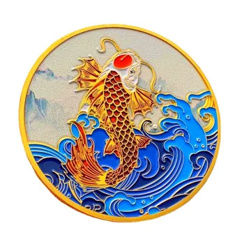 Chinês Mascote do Peixe Koi Moedas Comemorativas de Quebrar Uma Perna Símbolo da Sorte Amuleto de Ouro e de Prata Moeda de Metal em alto-Relevo de Artesanato Emblema do Dom