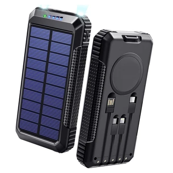 PD40W Carga Rápida 33800mAh de Energia Solar Banco de 15W Qi Wireles Carregador Embutido no Cabo para o Huawei iPhone 12 11 Samsung S20 Poverbank