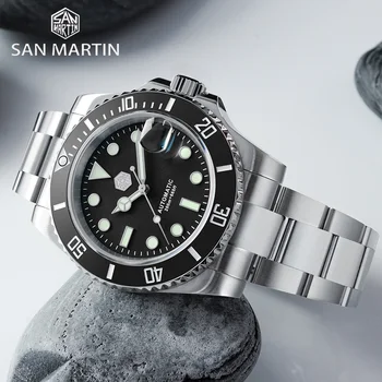 San Martin de 40,5 mm os Relógios dos Homens relógios Mecânicos Para Homens Luxo Automática Homens do Relógio de Água Fantasma MOP 200M Impermeável Reloj Hombre