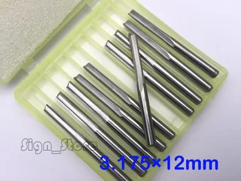 10pcs Flauta Dupla Fenda Direto Fresas inteiriças de metal duro Bocados do Router do CNC 3.175 mm * 12mm