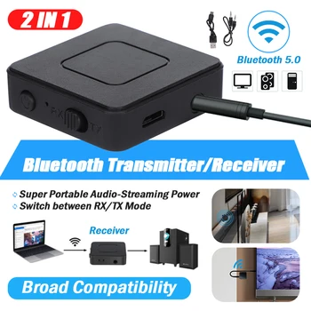 Transmissor de áudio do Receptor de Bluetooth compatível 5.0 3.5 mm Jack AUX Built-in Bateria de Música sem Fio do Adaptador de Áudio para Carro PC TV