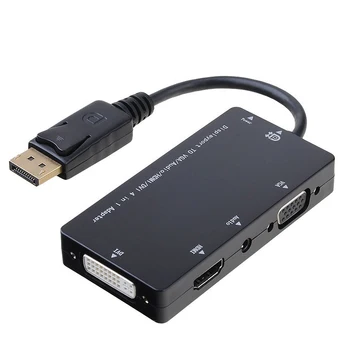 4 em 1 Displayport Macho para HDMI, VGA, entrada Áudio DVI Adaptador Fêmea do cabo de DP para HDMI,a DP para VGA,a DP para DVI para PC, o Monitor do Laptop do projeto