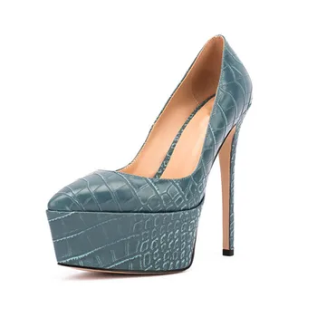 Moda de Alta Calcanhar Sapatos femininos Crocodilo Plataforma de Impressão Festa ao ar livre Deslizamento de Senhoras Sapatos de Outono da Marca de Luxo da Mulher Sapatos Novos