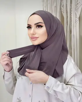 Muçulmano Moda Hijab Lenço Abaya Xale Lenço Para As Mulheres, Vestido De Jersey Lenços Turbante Quebra Cabeça Islâmica Cabeça