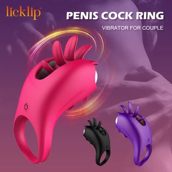 LICKLIP Anel peniano Pênis Vibrador Para Casal Língua Lambendo Vibração Vagina, Clítoris Estimulador do Ponto G, Orgasmo Bloqueio do Sexo Masculino Brinquedos