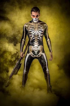 2022 Novo Esqueleto Crânio de Impressão Digital de Mulheres Apertado Festa de Halloween Macacão de Cosplay Traje de Zentai Bodysuit Roupas