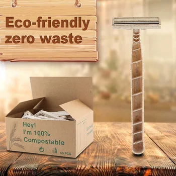 10pcs Eco-friendly Lâminas de barbear Descartáveis de Palha de Trigo Twin Suécia Lâmina de Aço Inoxidável altamente biodegradável, Reciclável
