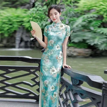 As Mulheres Dai Ao Vietnã Slim Qipao Chinês Cheongsam Estilo Tradicional Retrô Elegante Bodycon Coreia Harajuku Impressão Vintage Vestido