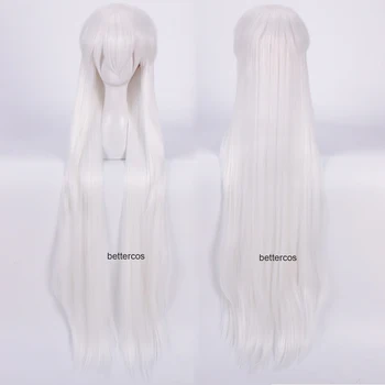 Inuyasha Sesshoumaru Cosplay Perucas 100cm de comprimento Branca no Estilo Resistente ao Calor Peruca de Cabelo Sintético + Tampa de Peruca