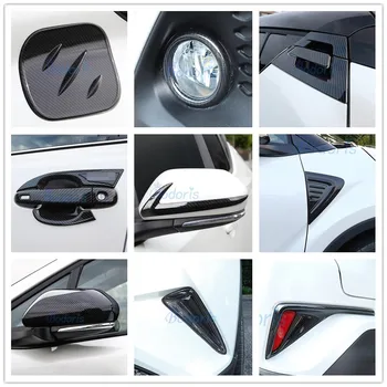 Para a Toyota C-RH CHR C HR 2016 2017 2018 em Fibra de Carbono de Cor da Lâmpada da Luz de Névoa de Identificador de Espelho de Vista Traseira Tampa Estilo Carro Acessórios