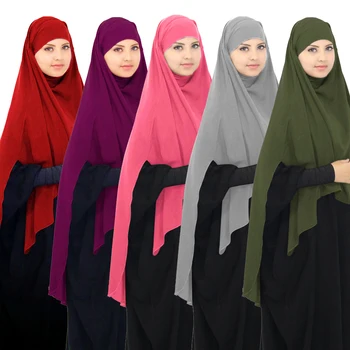 Cobertura Completa Das Mulheres Muçulmanas, Uma Peça De Sobrecarga Hijab Amira Khimar Lenço Puxe Pronto Instantâneas Headwrap Niquab Oração Oriente Médio Novo