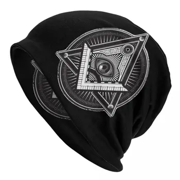 Illuminati Maçonaria Skullies Beanies Moda de Chapéus Homens Mulheres Rua Cap Quente de Dupla utilização Bonnet