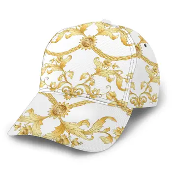 Noisydesigns Branco Ouro Verão Homens Bonés Chapéus Para Mulheres Snapback Senhora Ajustável De Luxo Europa Retro Flor Dropship