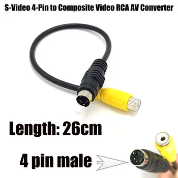 S-Vídeo 4-Pin 4pin para Vídeo Composto RCA AV TV Cabo Conversor adaptador de cabo de NOVO