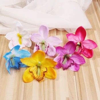 10Pcs Artificial 11cm Grande Seda Phalaenopsis Borboleta de Orquídea Cabeças de Flores Para o Cabelo Vestido Garland Accessorie Casa Decoração do Casamento