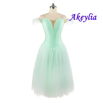 Verde menta romântico de balé de meninas de vestido sem decoração profissional tutu vestido branco de fadas desempenho trajes de balé JN9128
