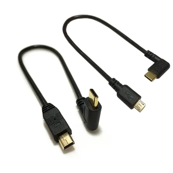 Micro Mini Cabo USB 5Pin macho para Macho USB 3.1 Tipo C Cotovelo para Mini Micro USB 2.0 OTG do Adaptador de Dados do Conversor de Cabo de Carregamento 20cm